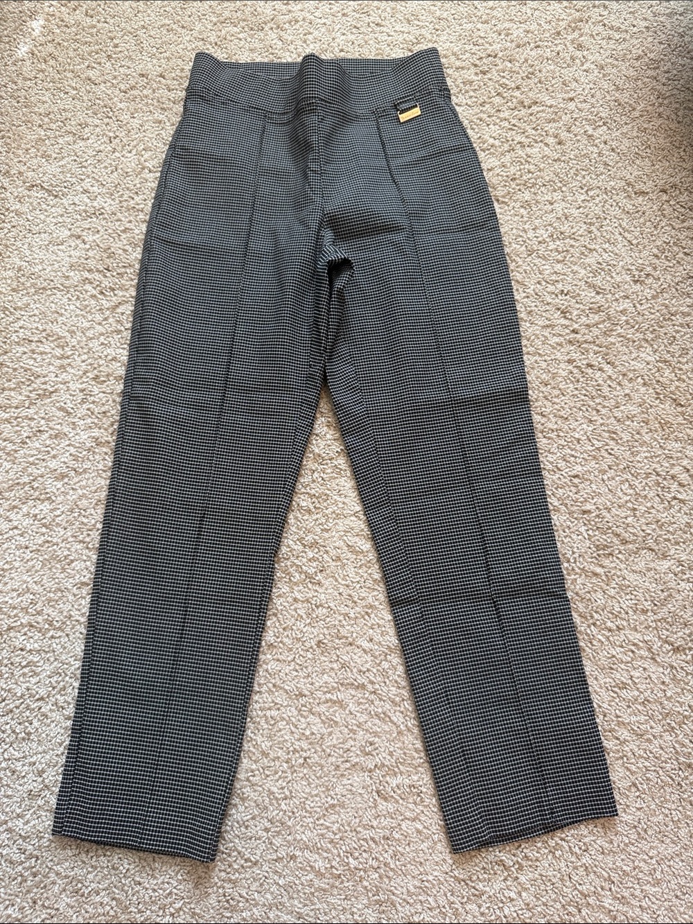 Houndstooth Slim Straight Pants in Black